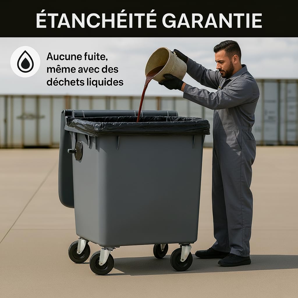 Housse pour conteneur-1000/1100L-Noir-50sacs-30µ