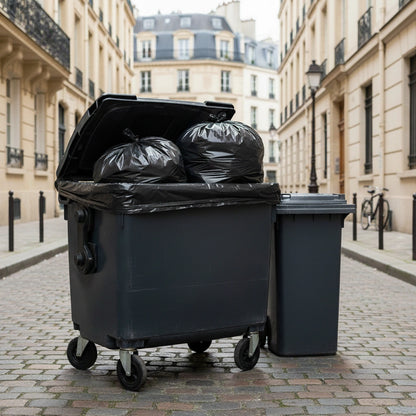 Housse pour conteneur - 500L - Noir - 100 sacs - 30µ