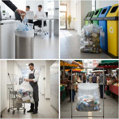 Sac poubelle - 110L - Transparent - 200 sacs - 30µ