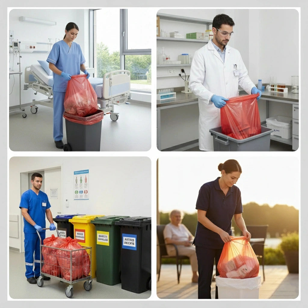 Sac poubelle - 130L - Rouge - 100 sacs - 40µ