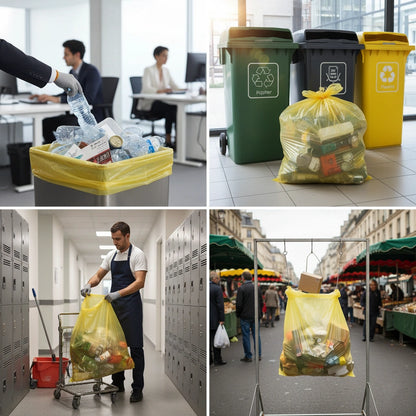 Sac poubelle - 110L - Jaune - 200 sacs - 40µ