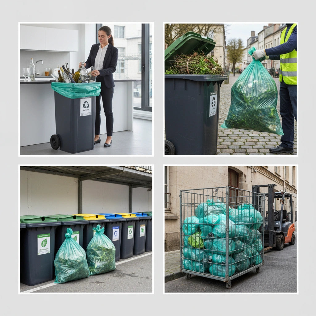 Sac poubelle - 130L - Vert - 100 sacs 40µ