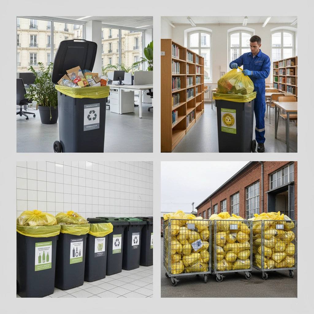 Sac poubelle - 130L - Jaune - 100 sacs - 40µ